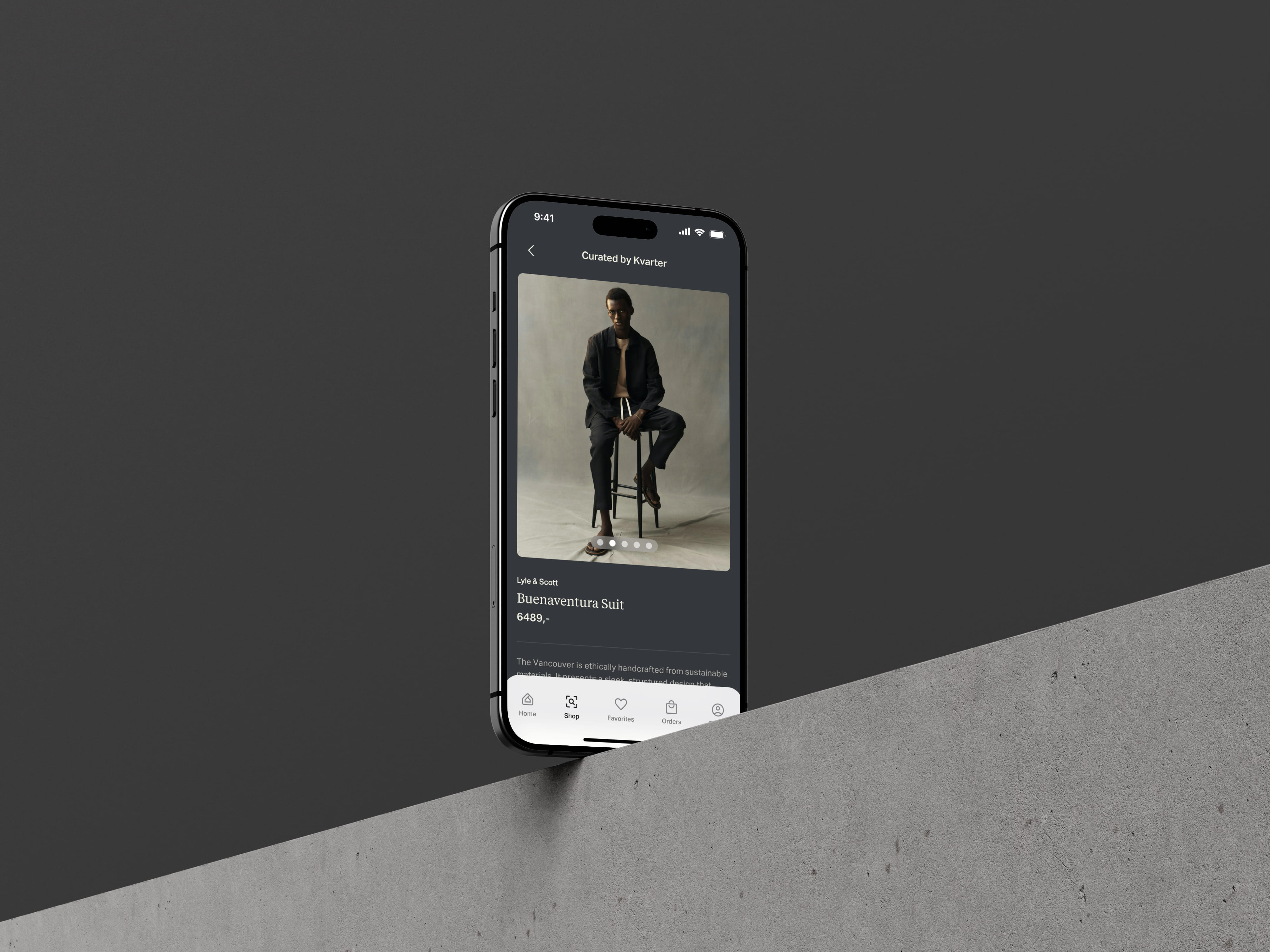 Featured by Kvarter screen showing a color-led editorial presentation inside the app.